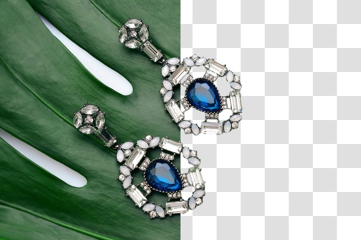 Background removal being shown on a image of earings