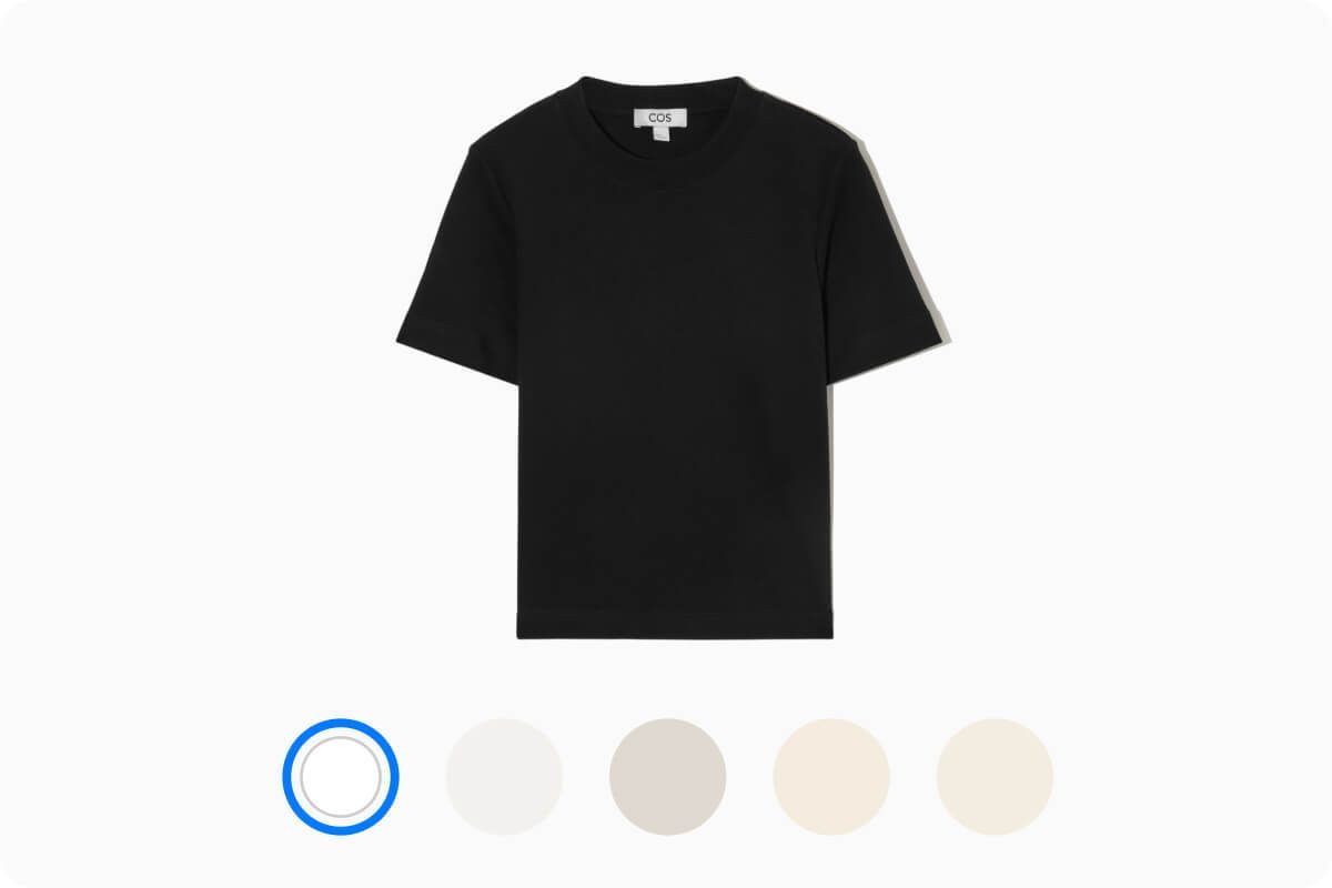 Image of a black shirt with multiple colors as background options