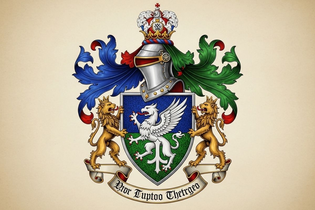 Coat of arms against a light brown background