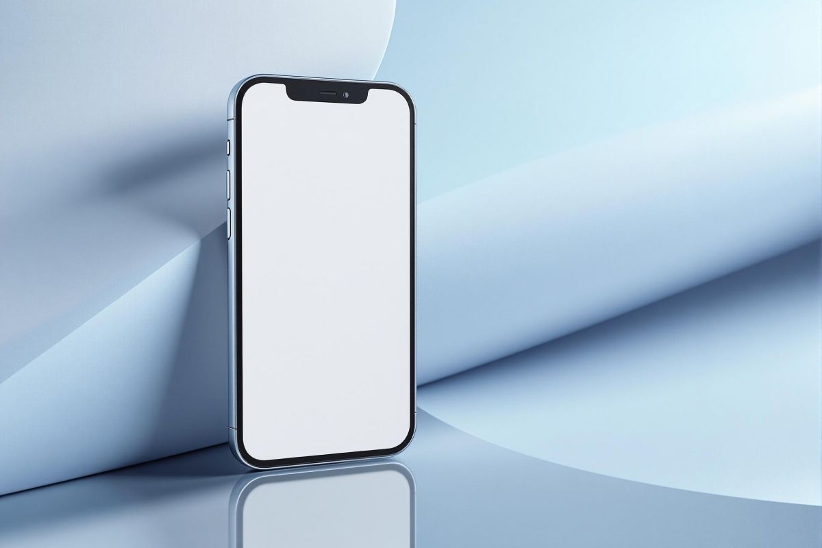 Blank iPhone mockup in abstract background