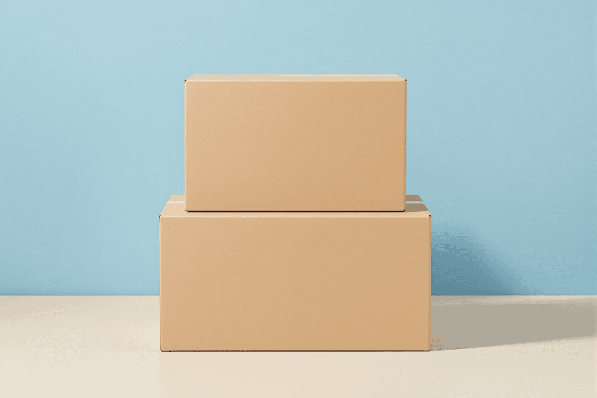 Mockup of two cardboard boxes stacked up
