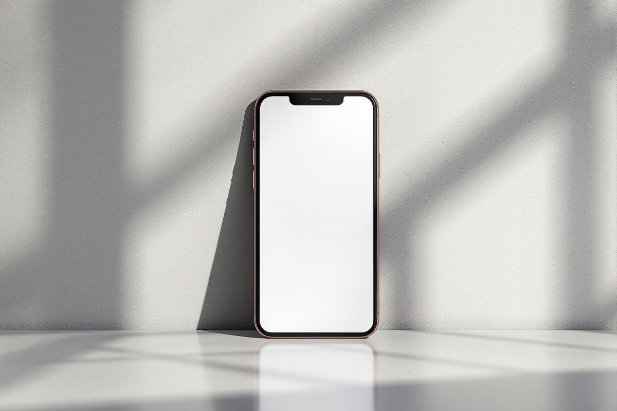 iPhone mockup in grey studio background