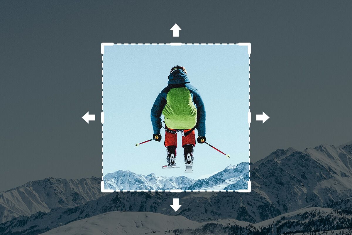 Image of a skier being extended with outpaint