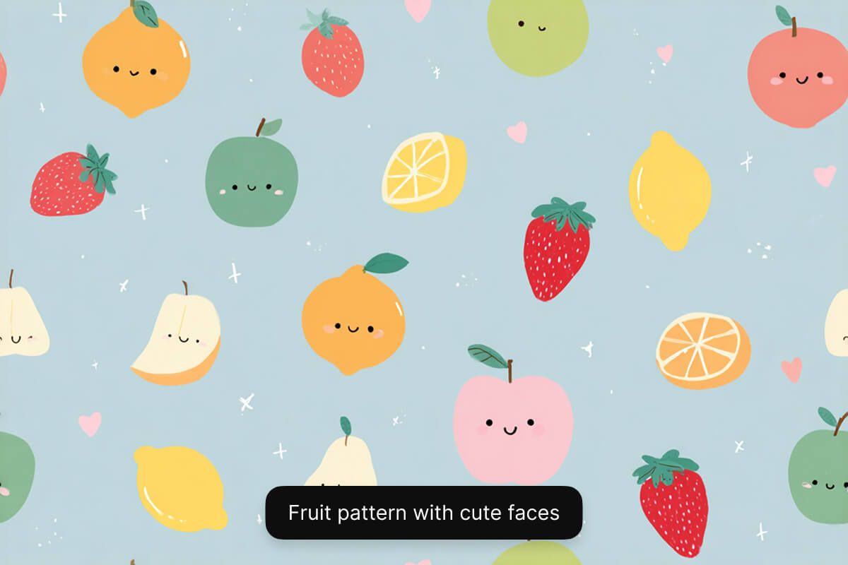 Fruit pattern with cute faces