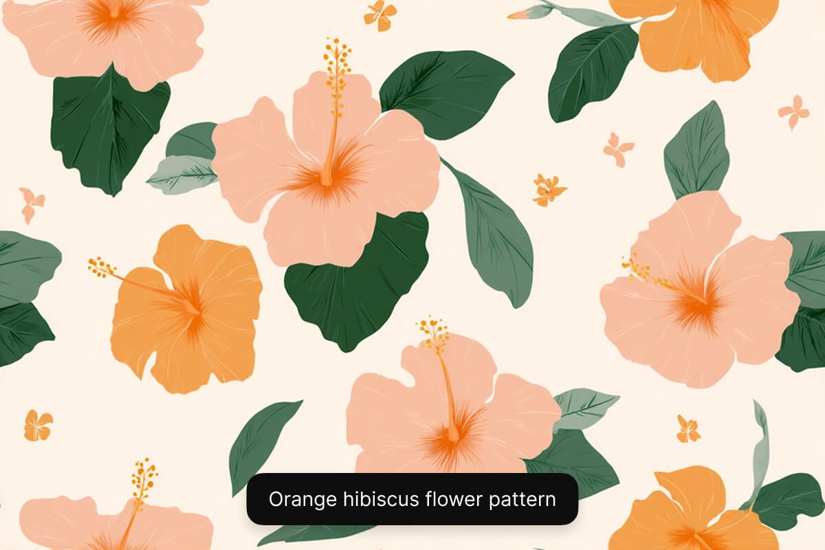 Orange hibiscus flower pattern