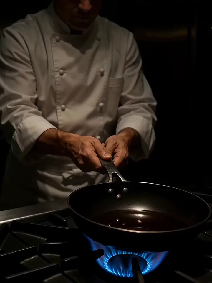 Video Luma Dream Machine della padella di uno chef da cui divampano alte fiamme sopra un fornello a gas