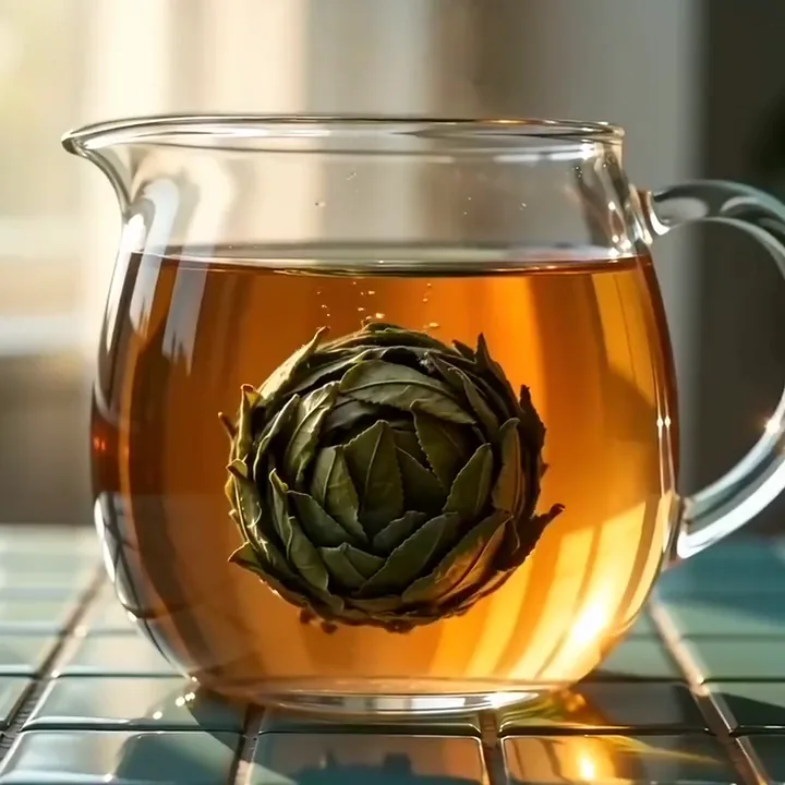 Runway Gen-4 Turbo video of a tea flower opening into a red rose in a glass teapot
