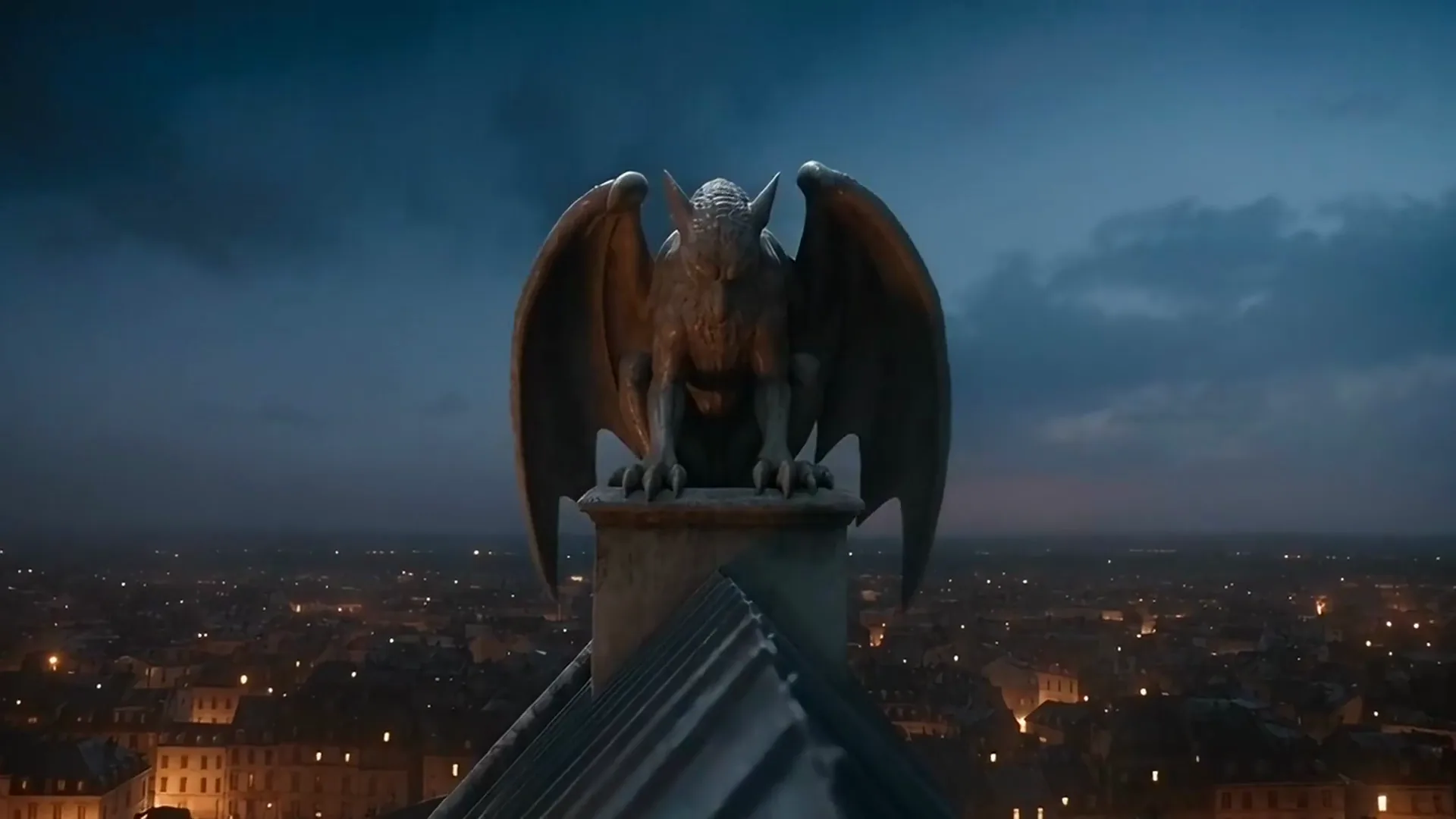 Kling 3.0 video of a stone gargoyle spreading its wings above a city at dusk, Kling 3.0 video of an ice climber in orange hauling up a blue frozen waterfall, Kling 3.0 video of pink and orange coral growing over a teal vintage car underwater, Kling 3.0 video of a bull moose shaking water from its antlers at sunrise