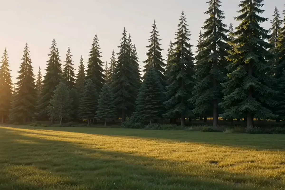 Veo 3.1 video of log walls rising on an empty lawn into a finished wooden cabin