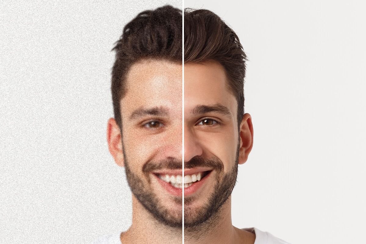 Denoising a portrait of a man