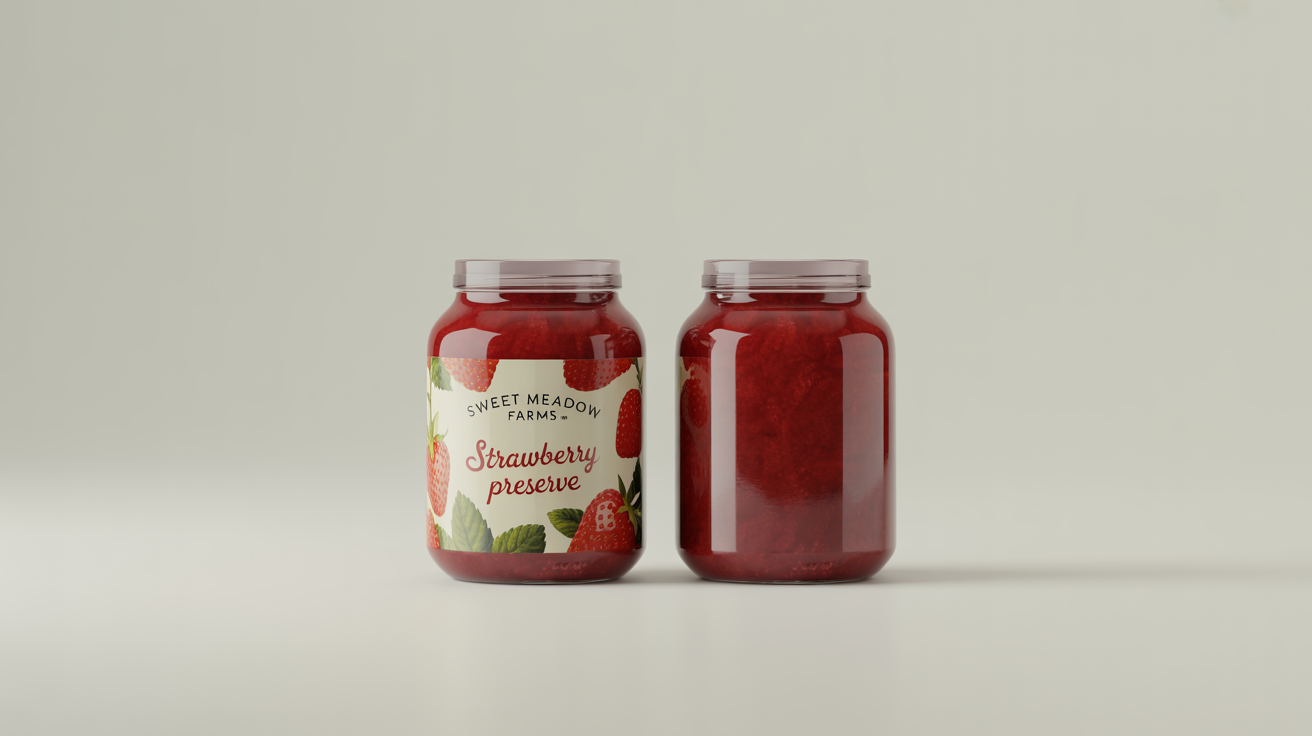 A before-and-after image showing a glass jar of jam with a label, and the same jar next to it with the label perfectly removed, showcasing a clean surface.