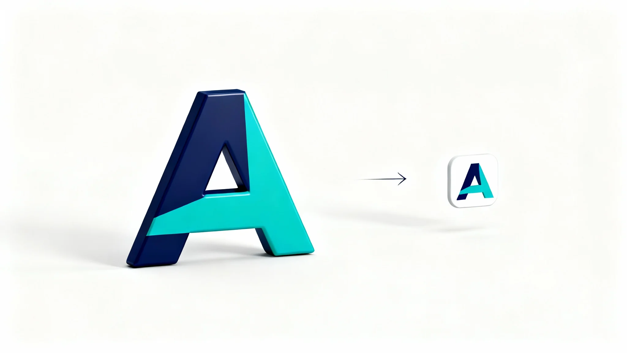 A visual representation of a logo being converted into a favicon, showing a large stylized 'A' logo on the left and a small favicon version on the right, connected by an arrow.