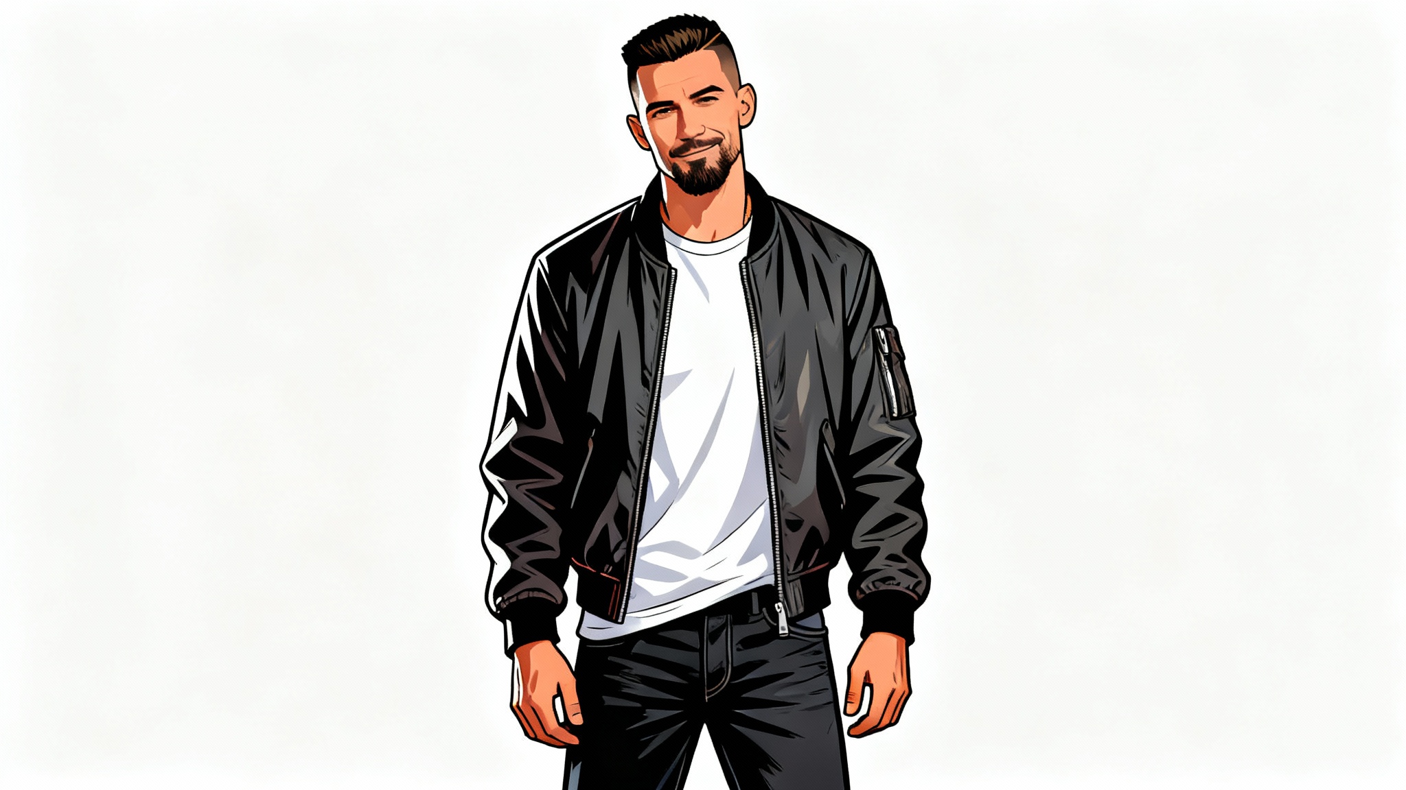 A digital illustration of a male character created in the iconic art style of the Grand Theft Auto V video game, shown from the chest up against a plain white background.