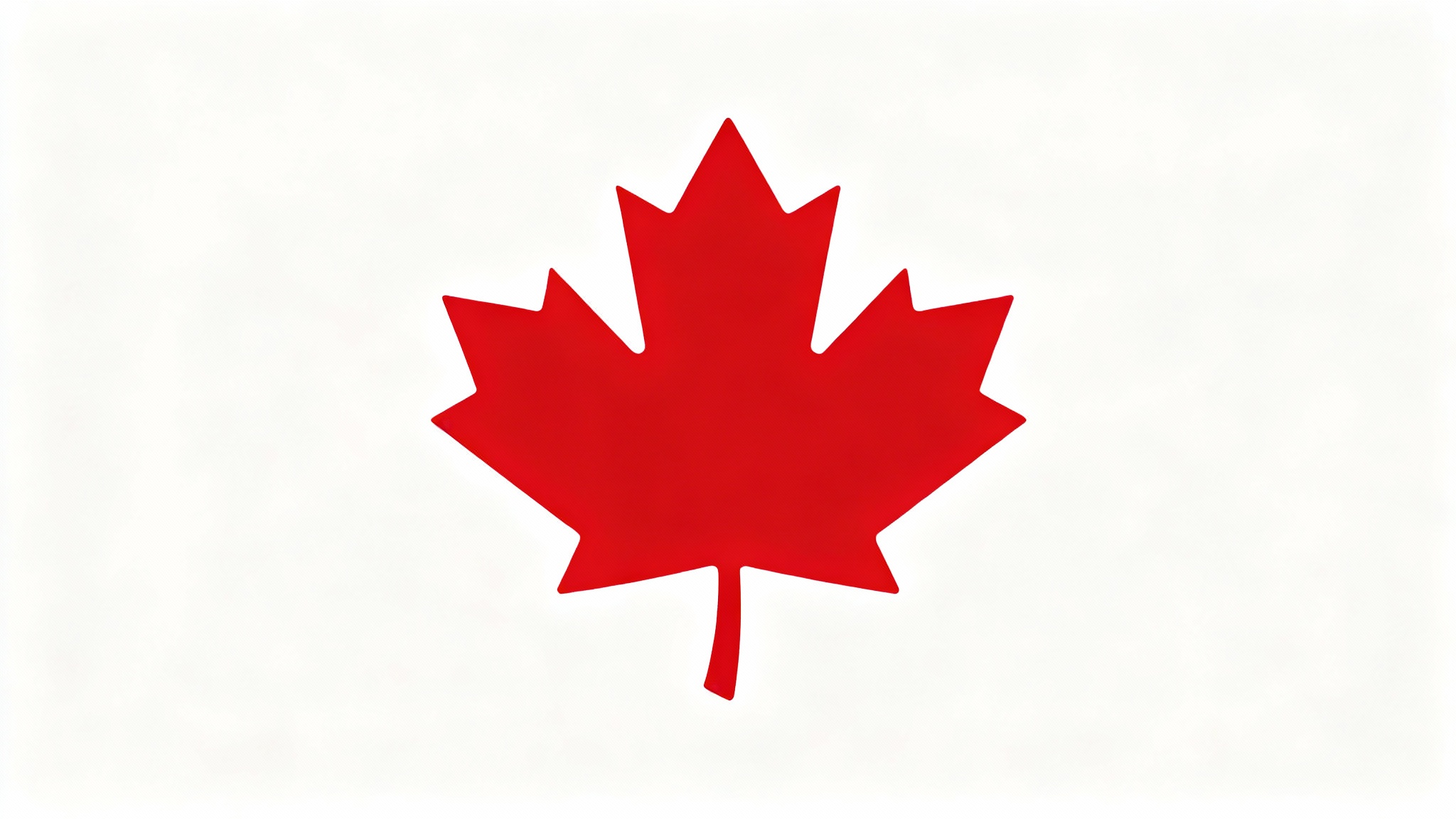 A modern, flat design icon of a vibrant red maple leaf, centered on a plain white background.