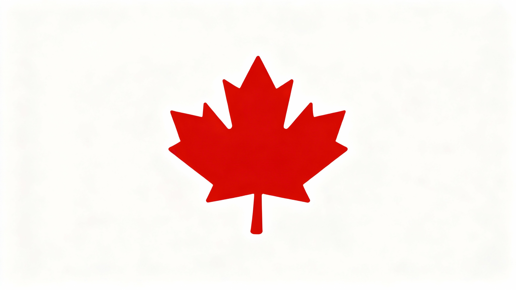 A minimalist, flat design icon of a vibrant red maple leaf centered on a clean white background.