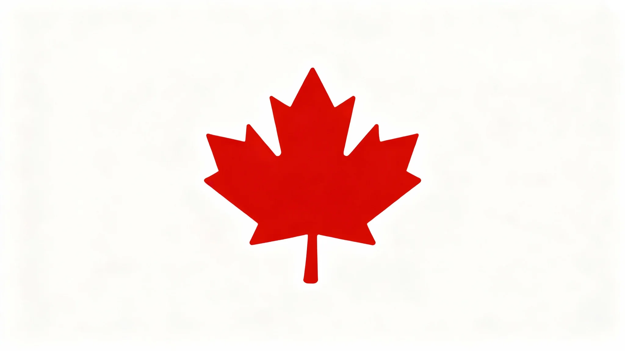 A minimalist, flat design icon of a vibrant red maple leaf centered on a clean white background.