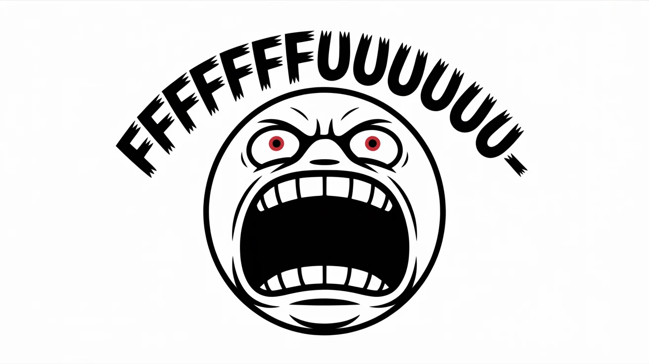 A classic rage comic meme, showing a simple black and white drawing of a face contorted in anger, shouting 'FFFFFFFUUUUUUUUUUU-' against a white background.
