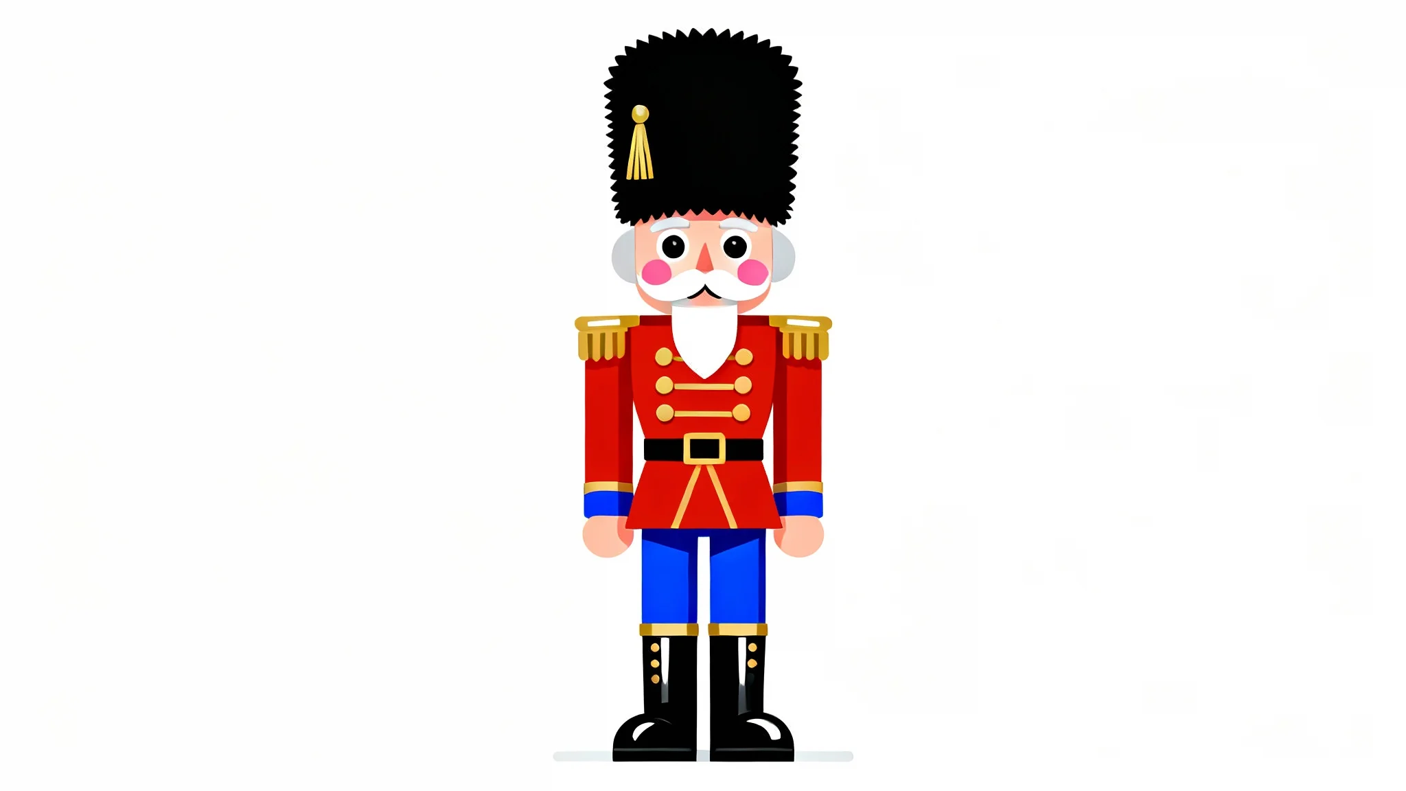 A vibrant clipart illustration of a traditional nutcracker soldier with a red coat and blue pants, set against a plain white background.