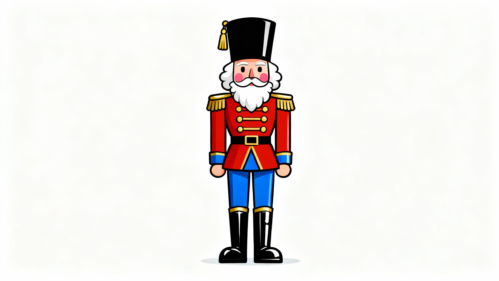 A detailed clipart of a traditional nutcracker soldier in a red and blue uniform, standing at attention against a plain white background.