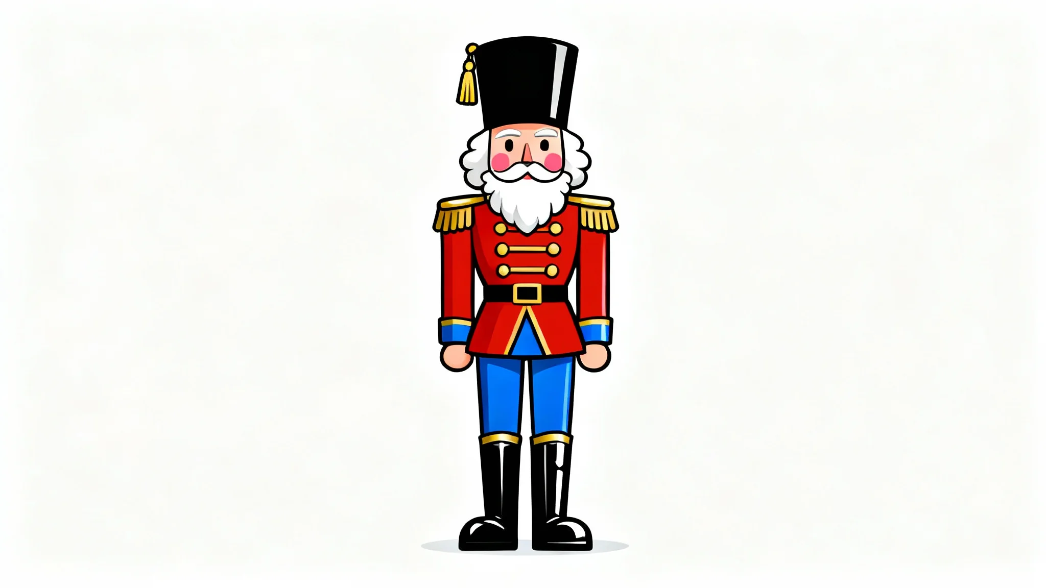 A detailed clipart of a traditional nutcracker soldier in a red and blue uniform, standing at attention against a plain white background.