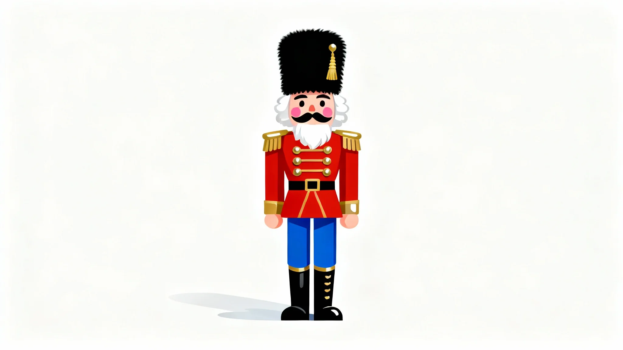 A vibrant clipart illustration of a classic nutcracker soldier in a red and blue uniform, isolated on a white background.