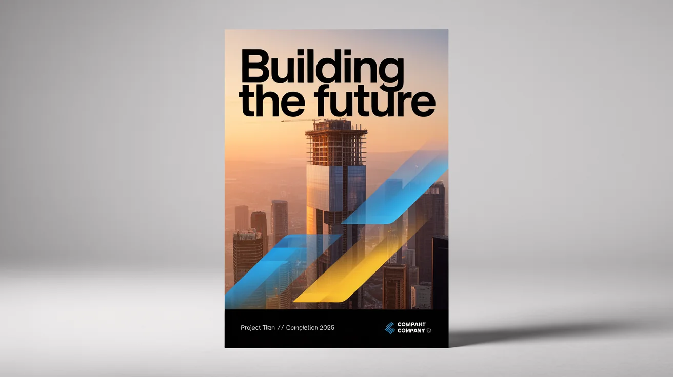 An eye-catching construction poster with the headline 'Building the Future' over an image of a skyscraper under construction, demonstrating a finished design template.
