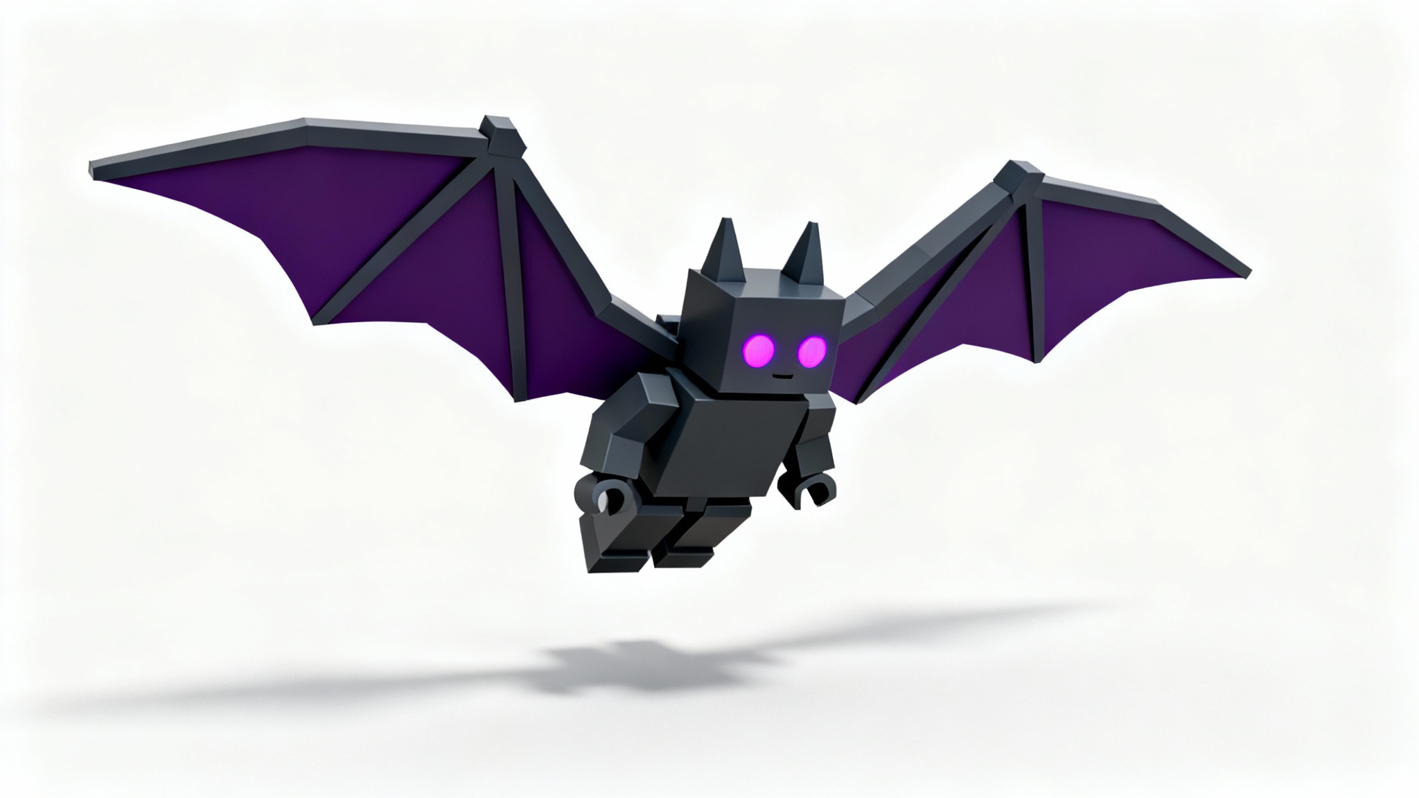 A 3D model of a blocky, low-poly bat character in a Roblox style, shown flying against a plain white background.