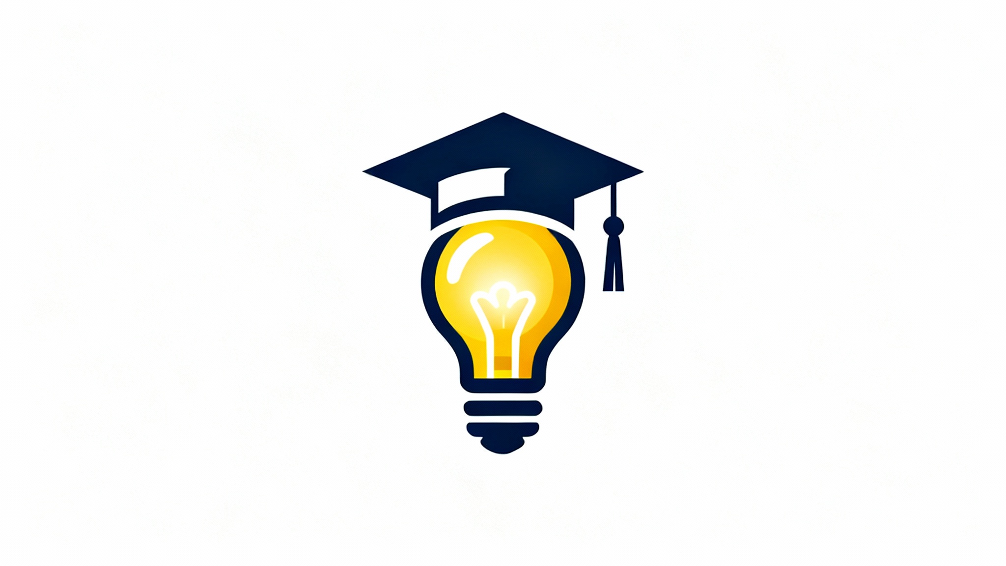 A modern and minimalist logo for a learning company, featuring a combined graduation cap and a glowing lightbulb, presented on a clean white background.
