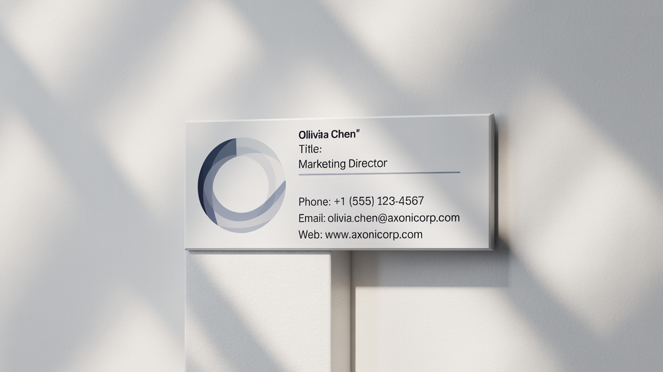 A professional mockup of a modern email signature for 'Olivia Chen', Marketing Director, featuring a clean layout and contact details against a white background.