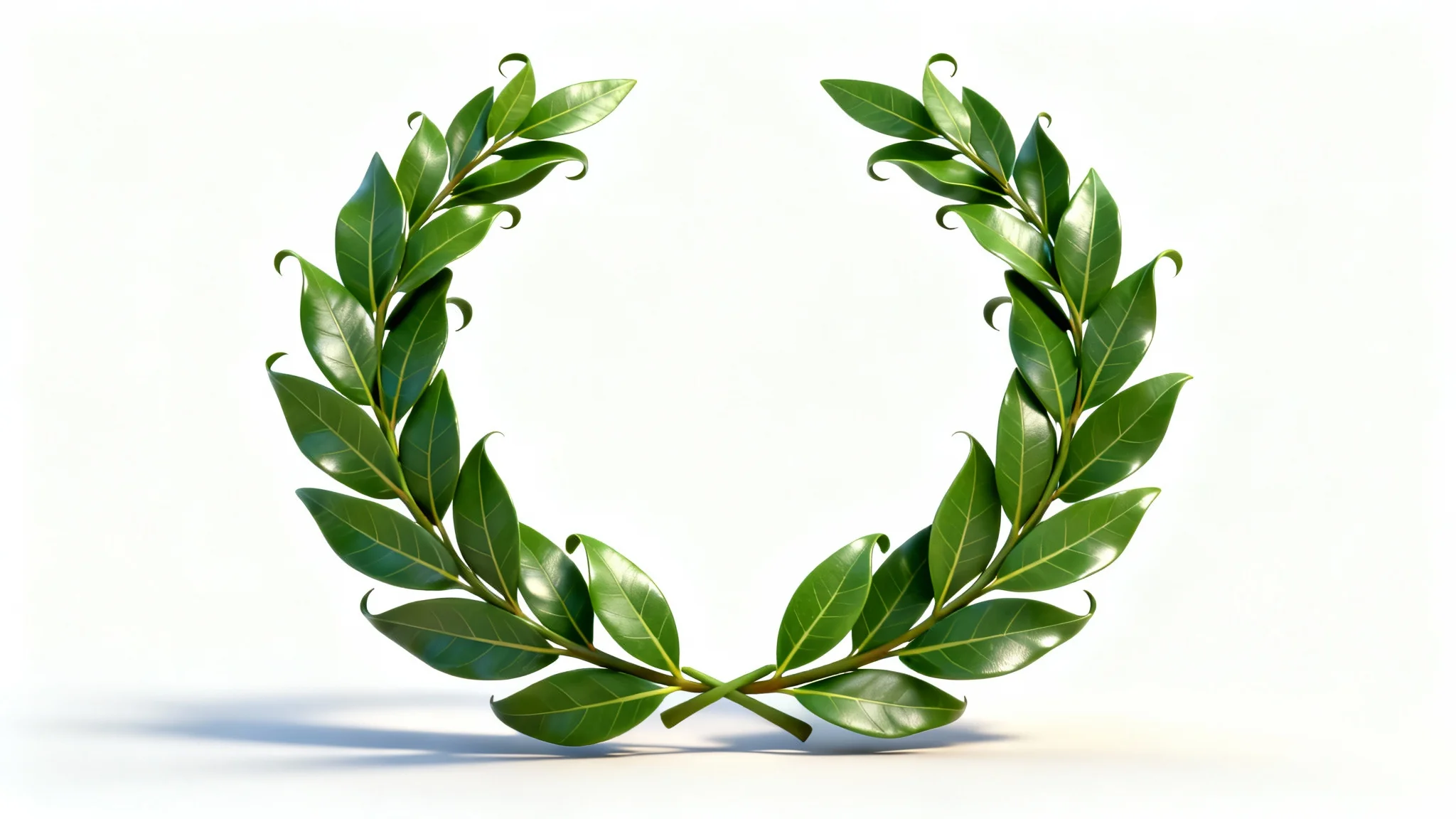 A detailed digital illustration of a classic green laurel wreath, a symbol of victory, on a clean white background.
