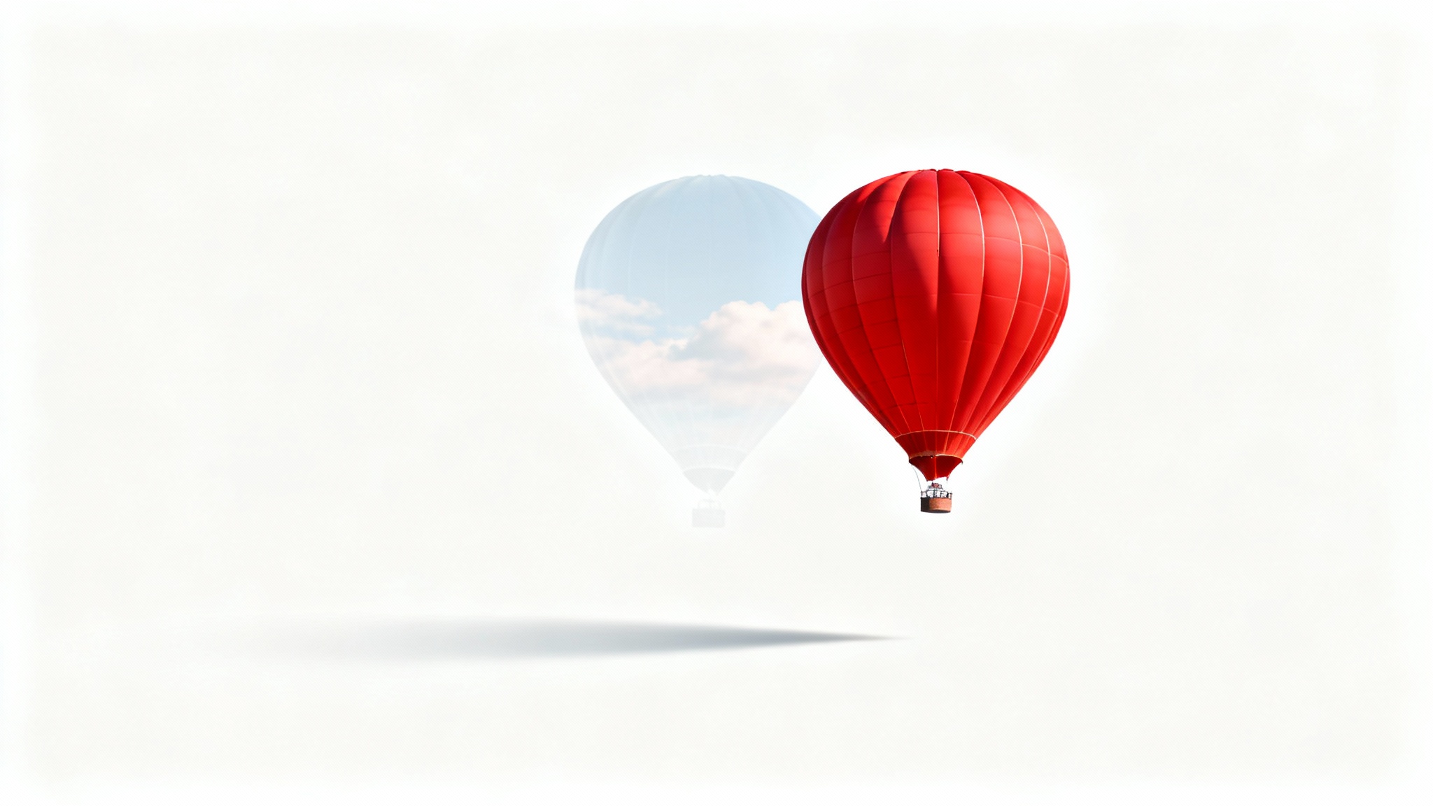 A demonstration of a content-aware move, where a hot air balloon is moved to the side of a photo and the original background is flawlessly filled in.