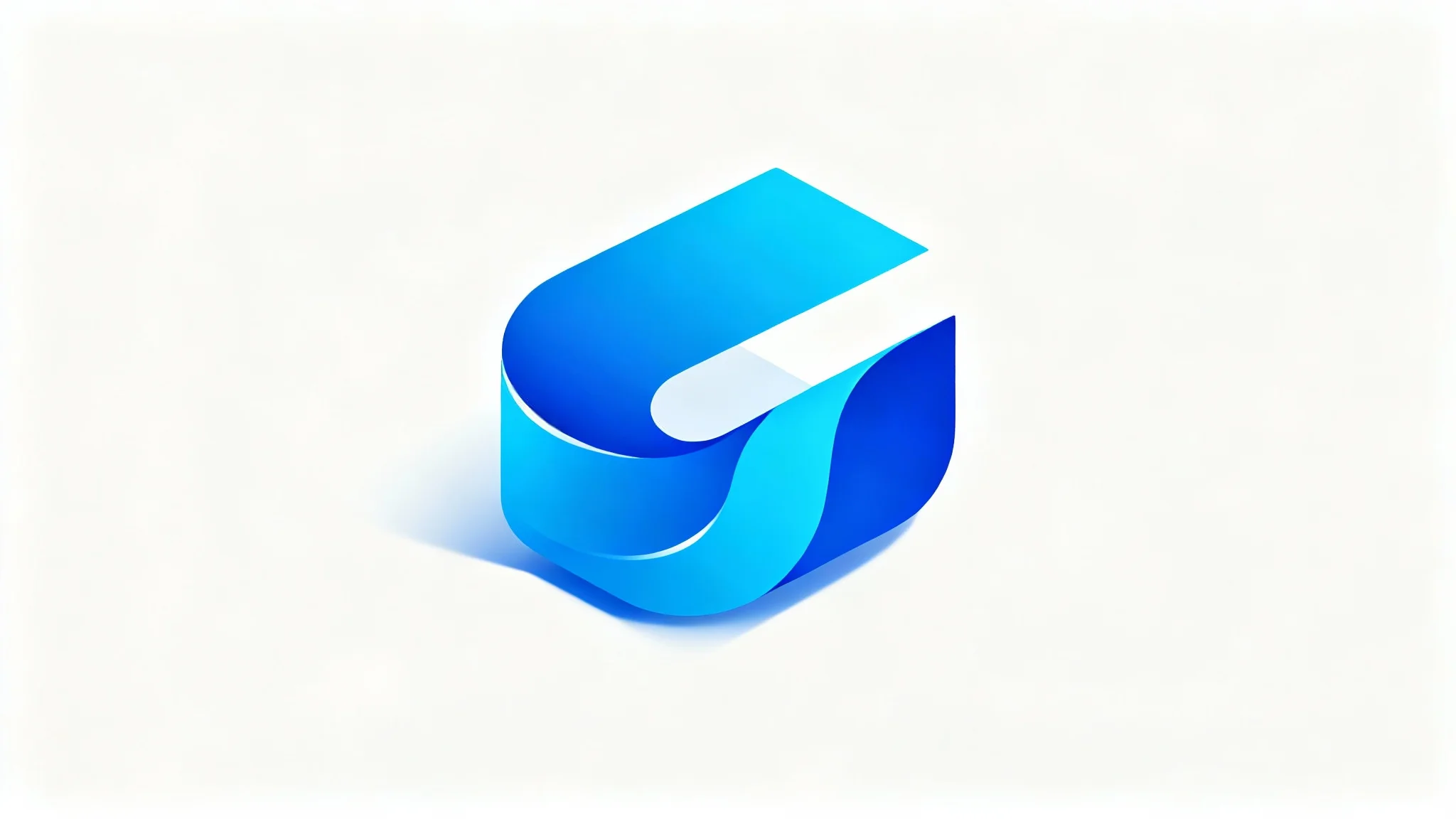 A modern and professional abstract logo design in shades of blue, presented as a mockup on a clean white background.