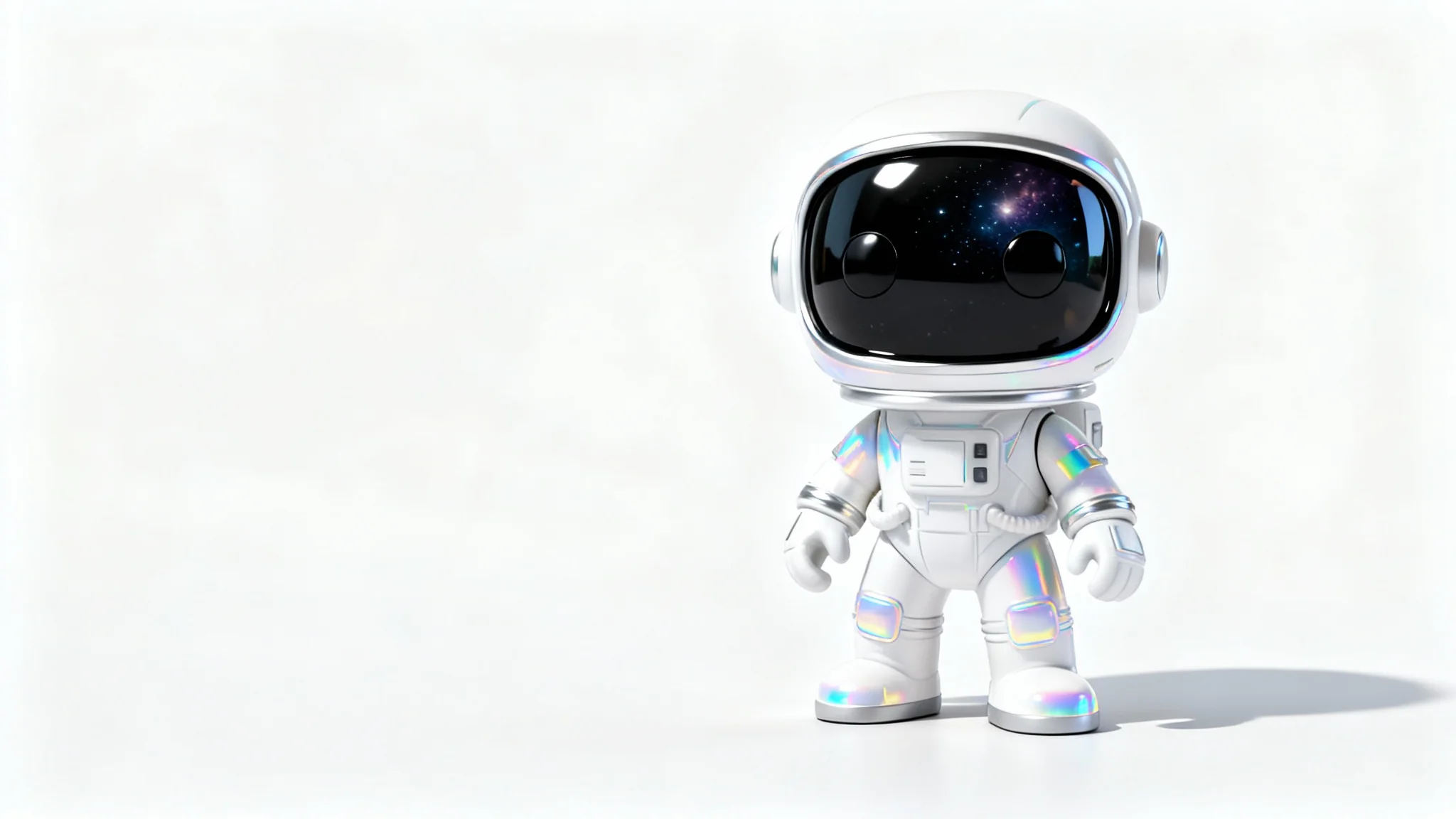 A high-quality product mockup of a custom Funko Pop style vinyl figure depicting a futuristic astronaut in a white suit, set against a plain white background.