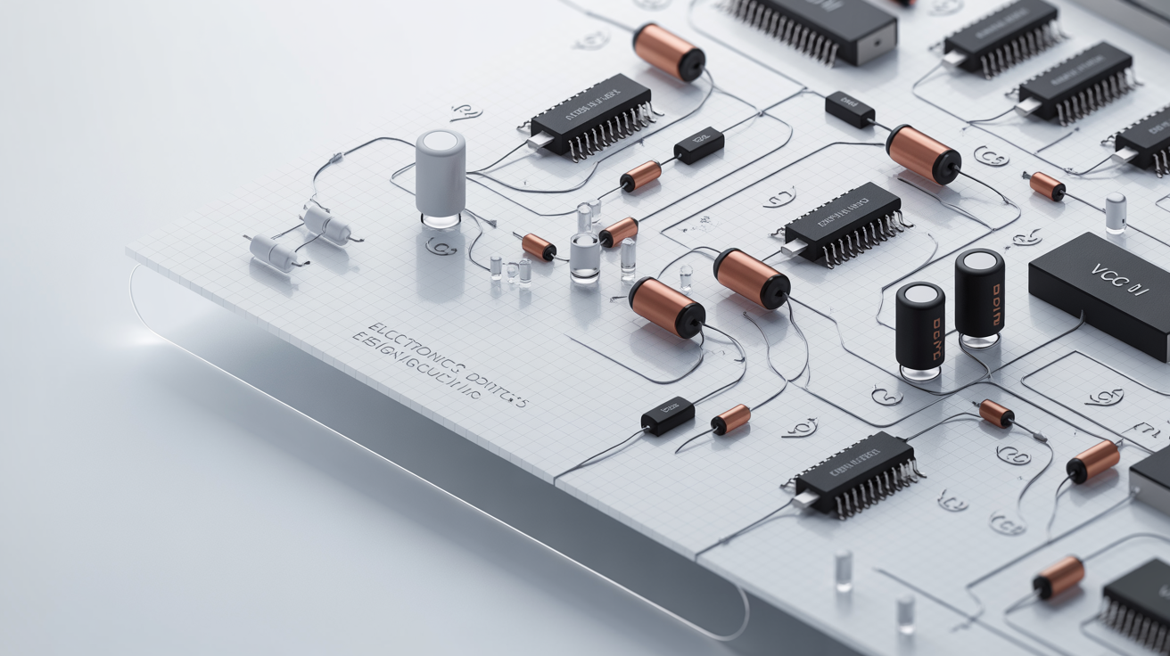 A detailed and professional electronic circuit diagram on a white background, showing various components like resistors and capacitors connected by clean lines.
