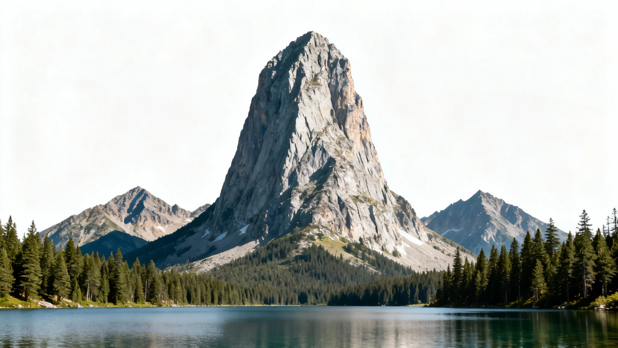 A surreal landscape photo where one mountain has been resized to be comically large, demonstrating the concept of resizing a part of an image.