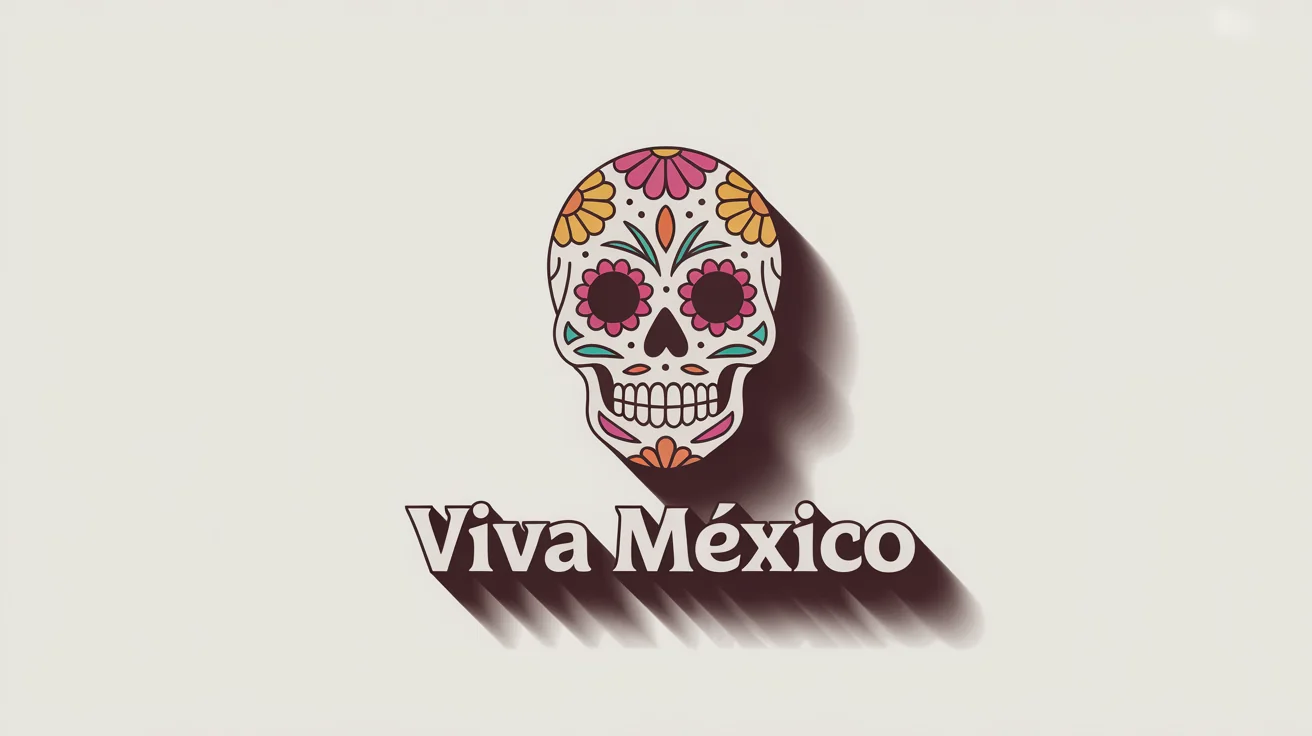 A modern, vibrant logo for a Mexican brand, featuring a stylized sugar skull decorated with flowers and agave leaves. The text 'Viva México' is below the icon, all on a white background.