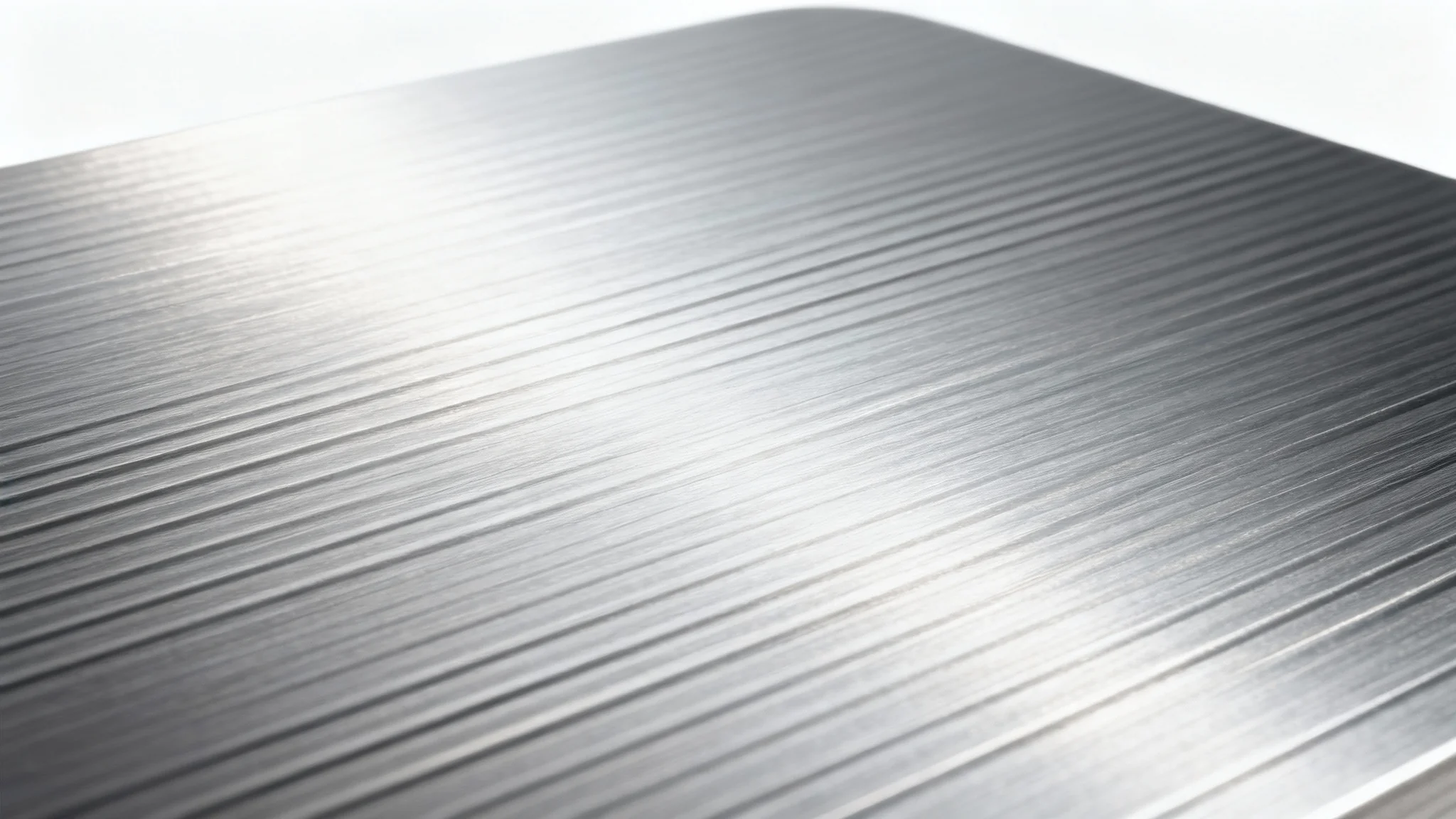 A detailed, close-up image of a brushed aluminum texture with fine horizontal lines and a metallic sheen, set against a plain white background.