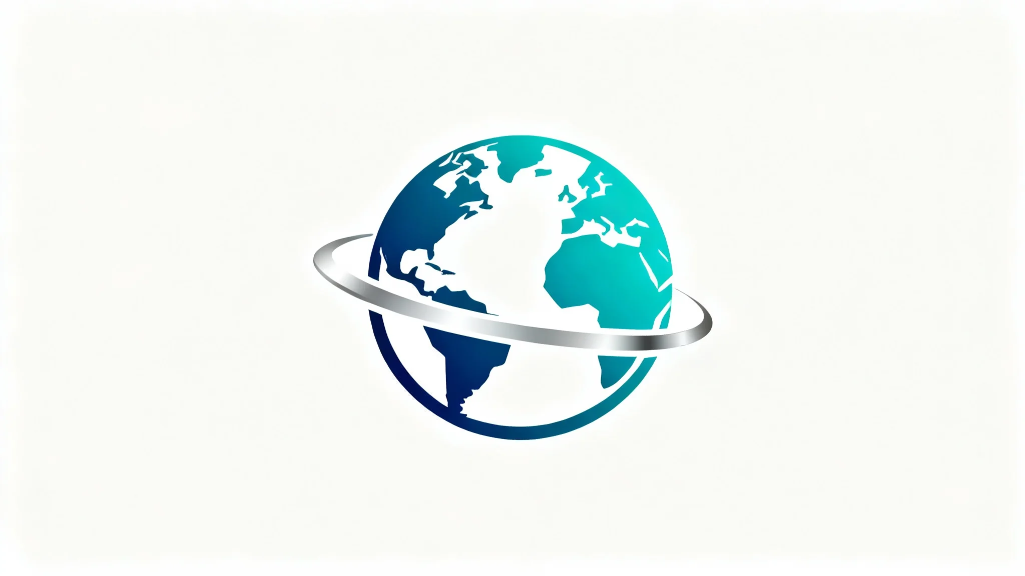 A modern, minimalist logo of a stylized blue and green globe with a silver swoosh orbiting it, set against a plain white background, symbolizing a global brand.