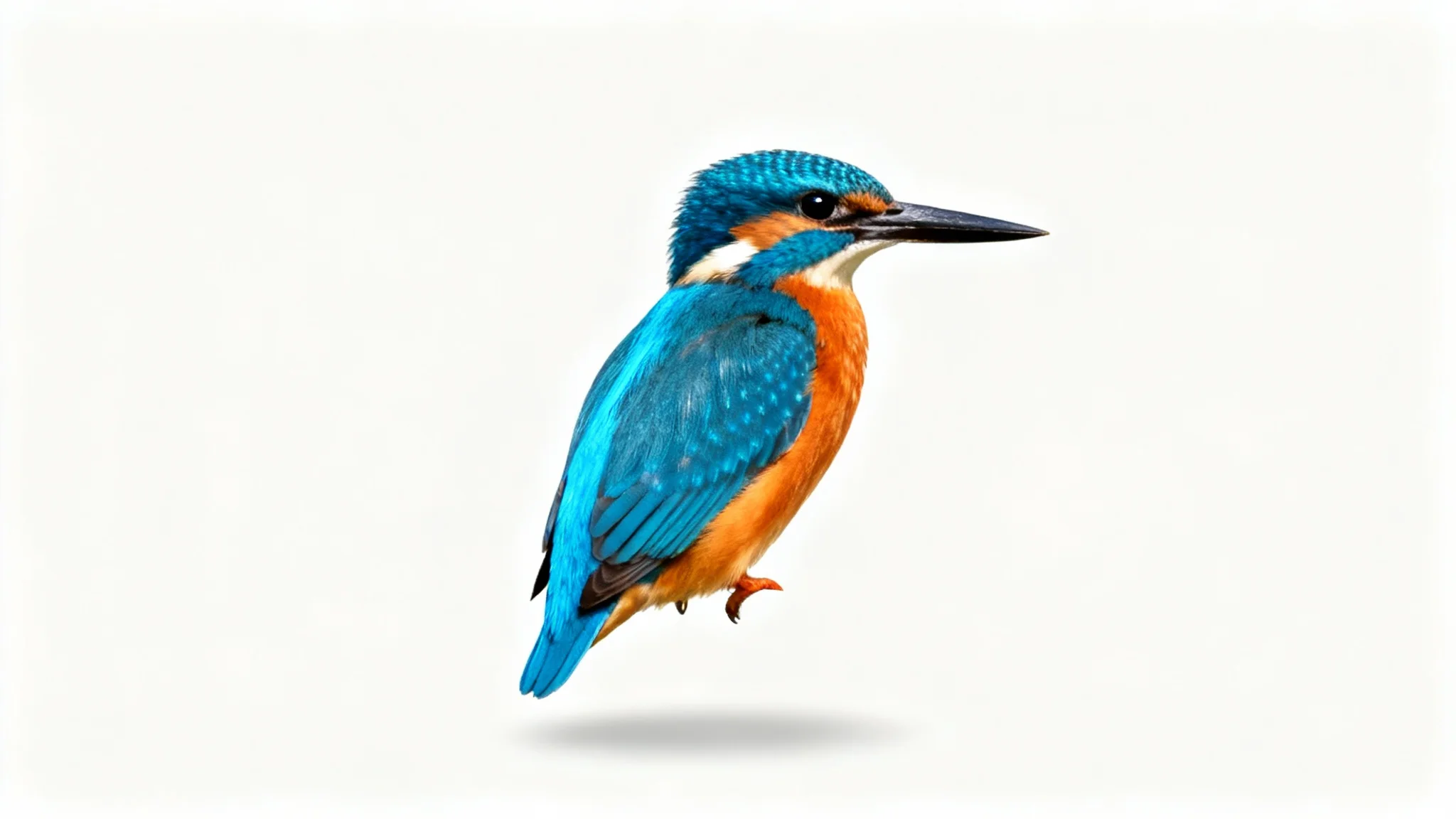 A photorealistic image of a brightly colored kingfisher bird, perfectly isolated on a solid white background, as if it were a high-quality PNG file.