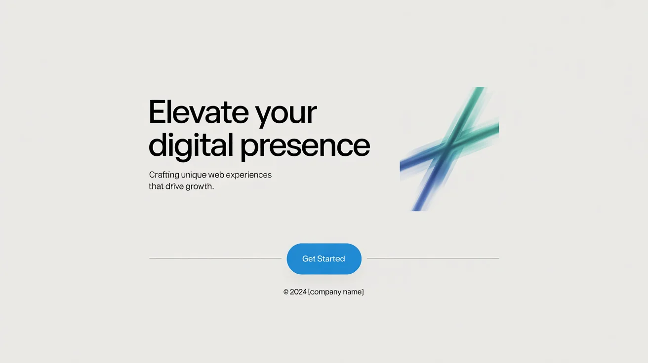 A professional mockup of a modern website header with the headline 'Elevate Your Digital Presence' and a blue 'Get Started' button, displayed on a clean white background.