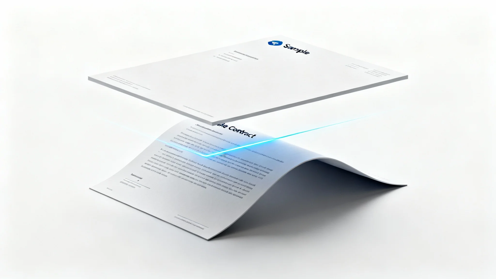 A conceptual image illustrating a document being straightened. The bottom portion of a business document is skewed and distorted, while the top portion is perfectly flat and aligned, with a bright line separating the two halves.