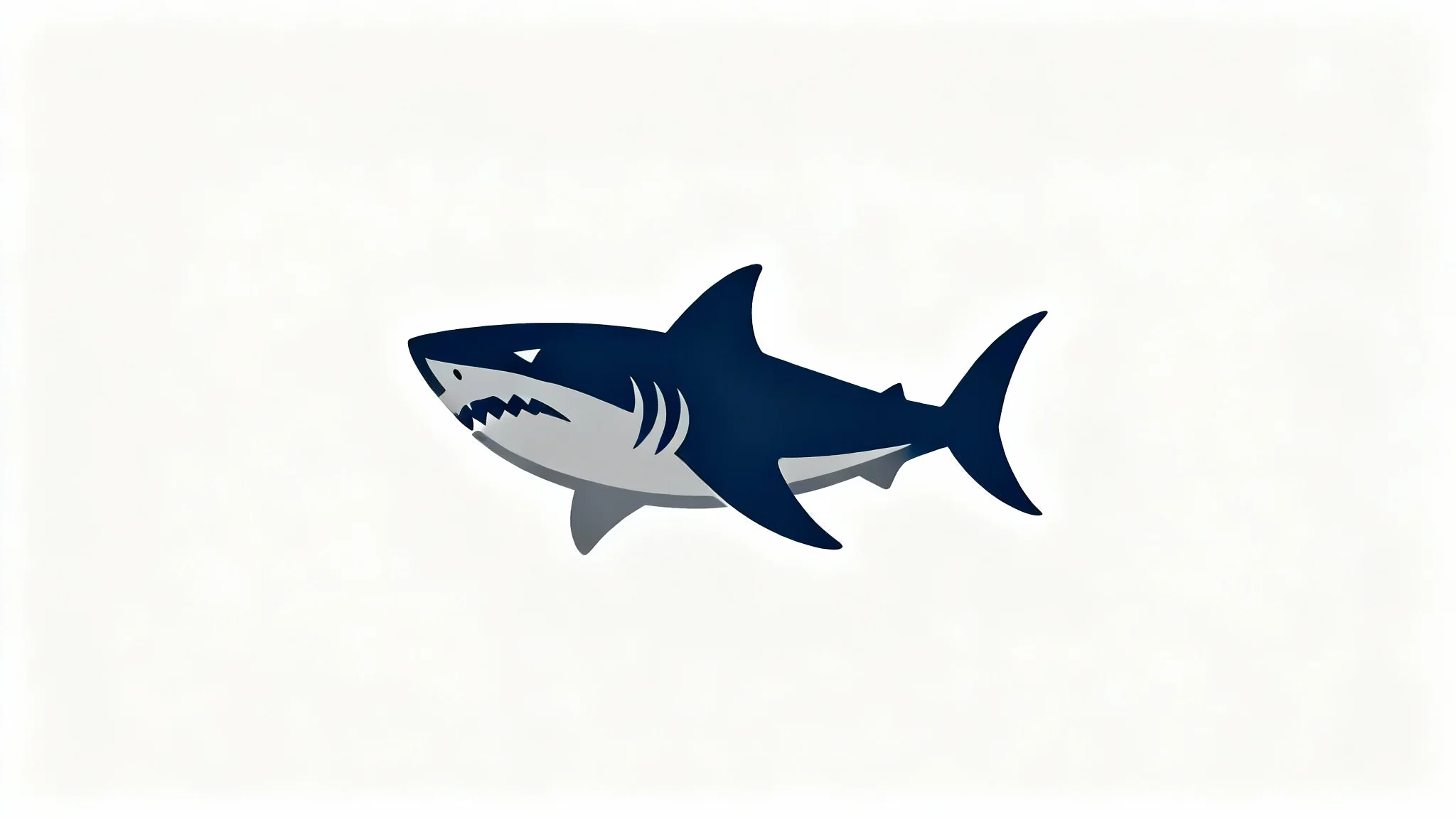 A modern, minimalist vector logo of a dynamic shark in navy blue and gray, professionally designed and displayed on a white background.