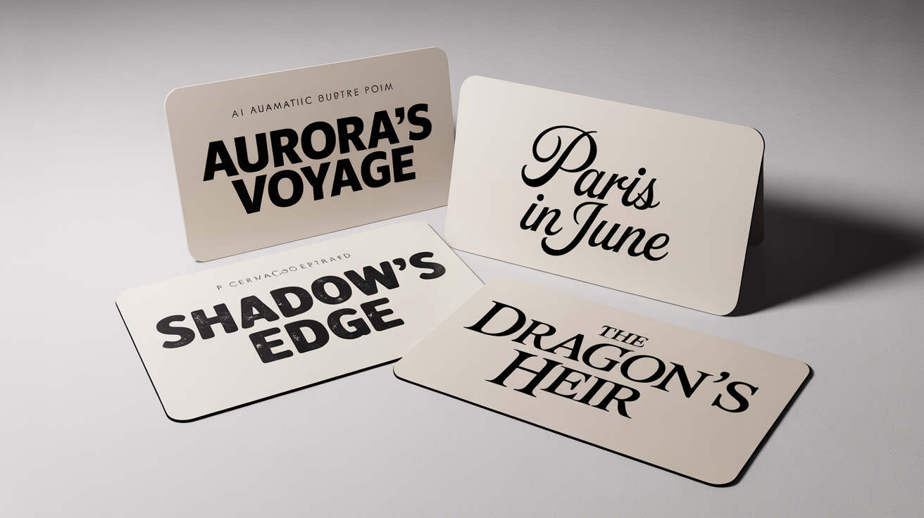 A collection of four mockup movie title cards on a white background, each showcasing a different font style. The titles include 'AURORA'S VOYAGE' in a sci-fi font, 'Paris in June' in a script font, 'SHADOW'S EDGE' in a thriller font, and 'The Dragon's Heir' in a fantasy font.