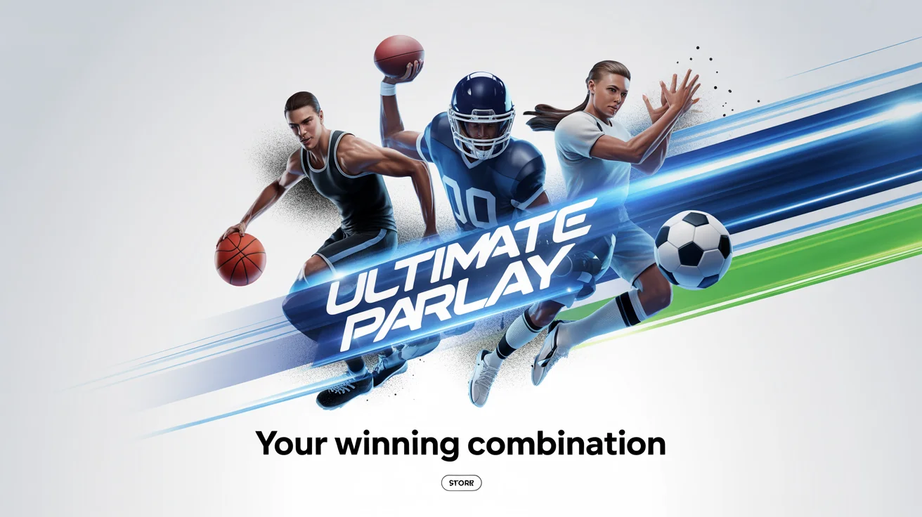 A promotional graphic for a FanDuel parlay bet, featuring a basketball player, football player, and soccer player in action. The text reads 'Ultimate Parlay' and 'Your Winning Combination'.