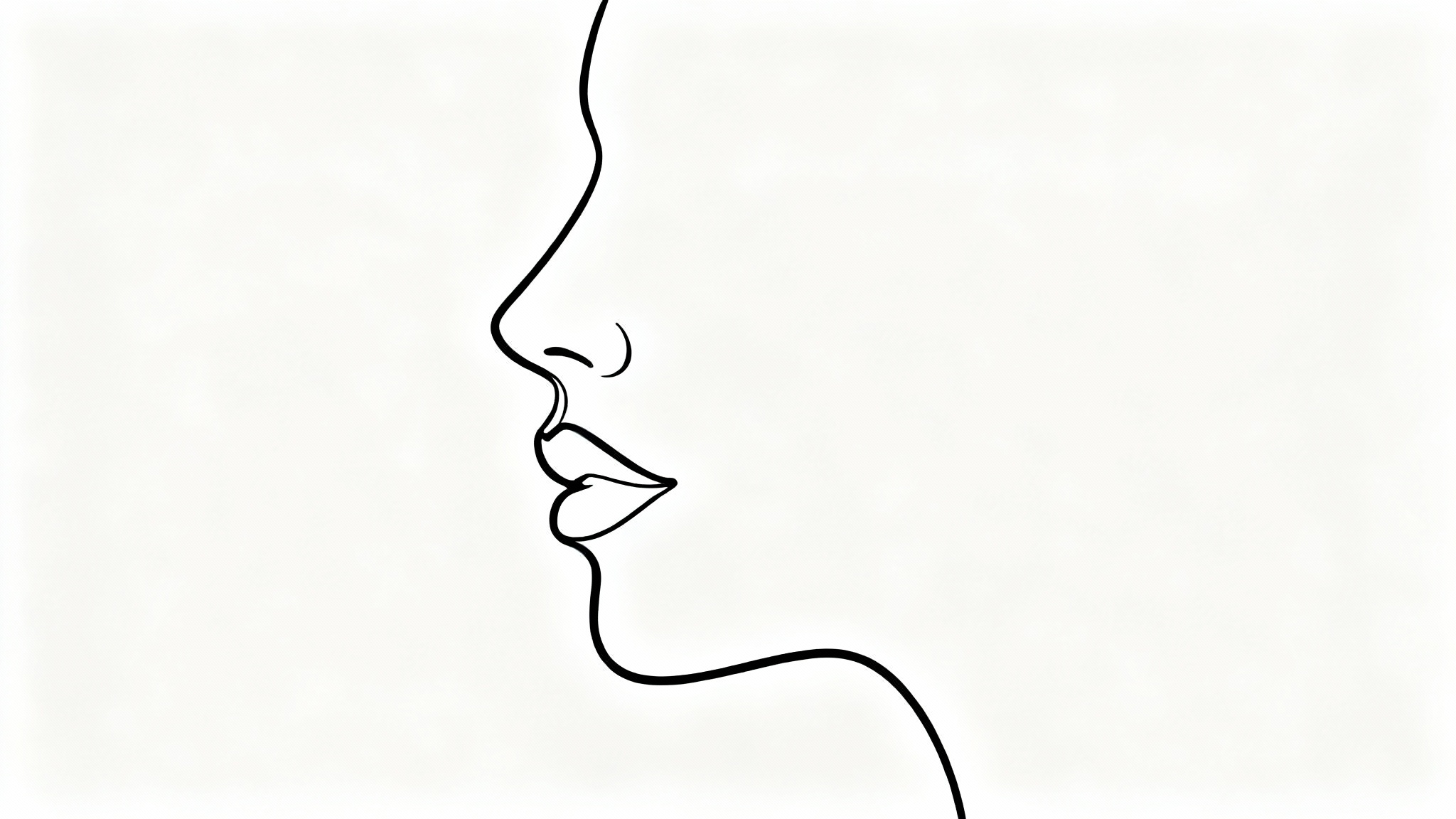 A minimalist black continuous line drawing of a human face in profile, created from a single unbroken line, set against a clean white background.