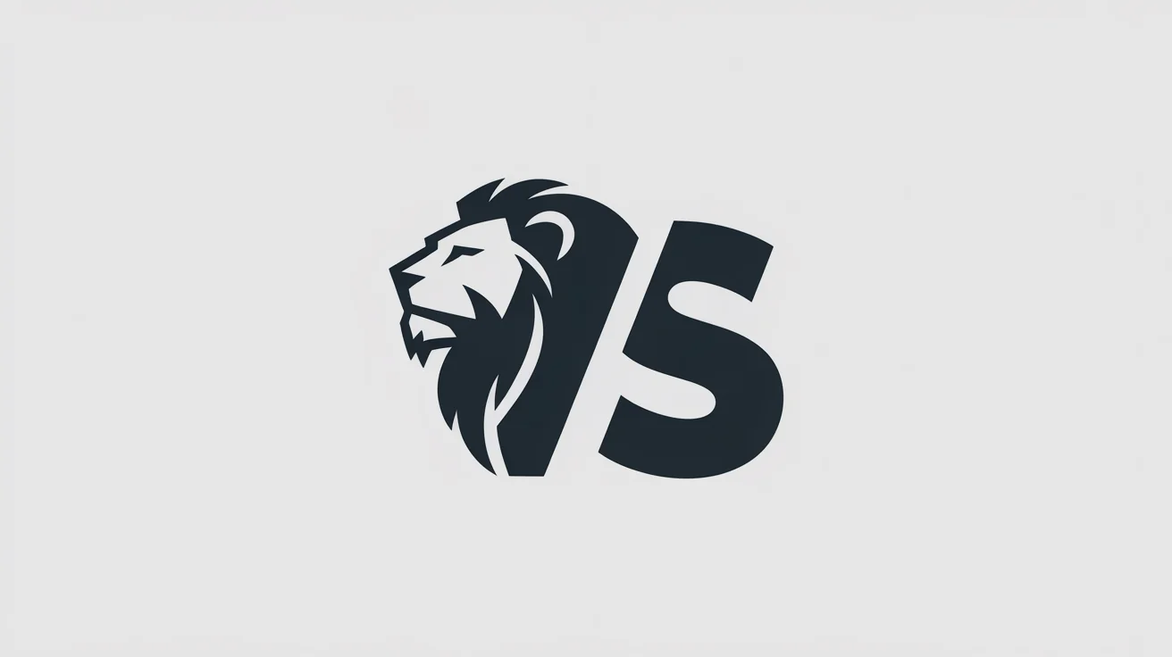 A modern, single-color versus logo showing a lion head and a bear head facing each other, with the letters 'VS' formed in the negative space between them, all on a white background.