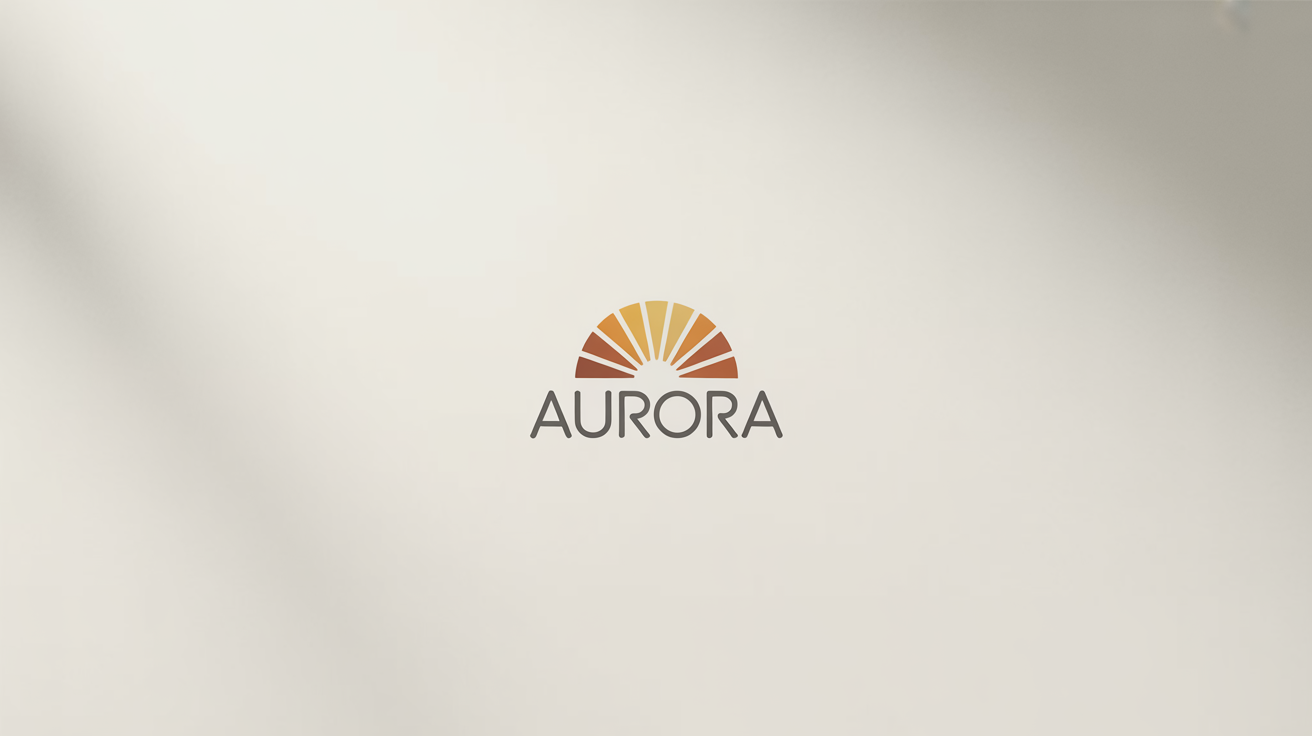 A modern logo for the brand 'AURORA' featuring a geometric sunburst, enclosed in a clean, professional dark grey border on a white background, demonstrating the effect of adding a border to a logo.