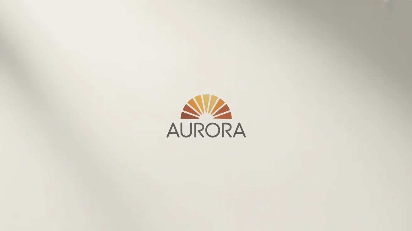 A modern logo for the brand 'AURORA' featuring a geometric sunburst, enclosed in a clean, professional dark grey border on a white background, demonstrating the effect of adding a border to a logo.