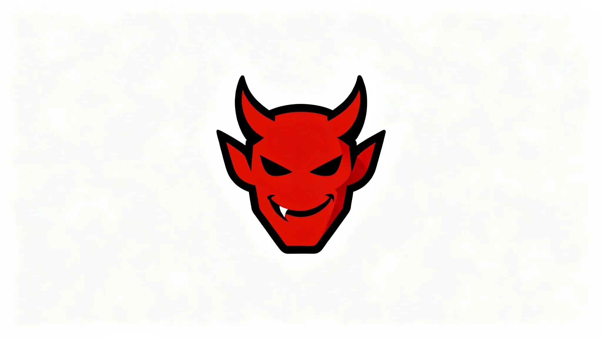 A modern, minimalist vector logo of a mischievous red devil, rendered in red, black, and white against a plain background.