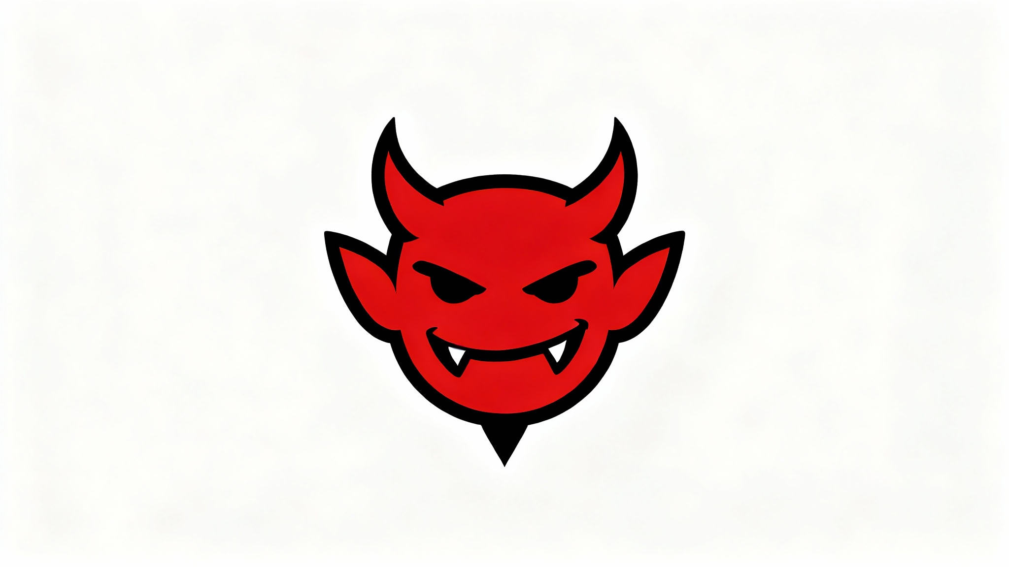 A modern vector logo of a mischievous red devil's head, designed with bold red and black lines on a clean white background.